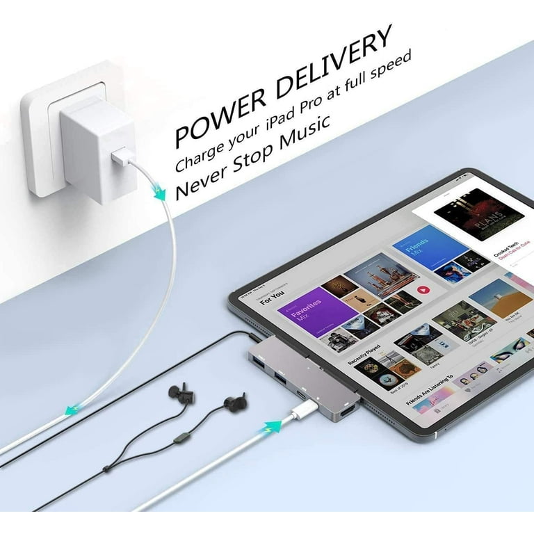 iPad Pro USB C Hub, 6-in-1 Adapter for iPad Pro 2021 iPad Air