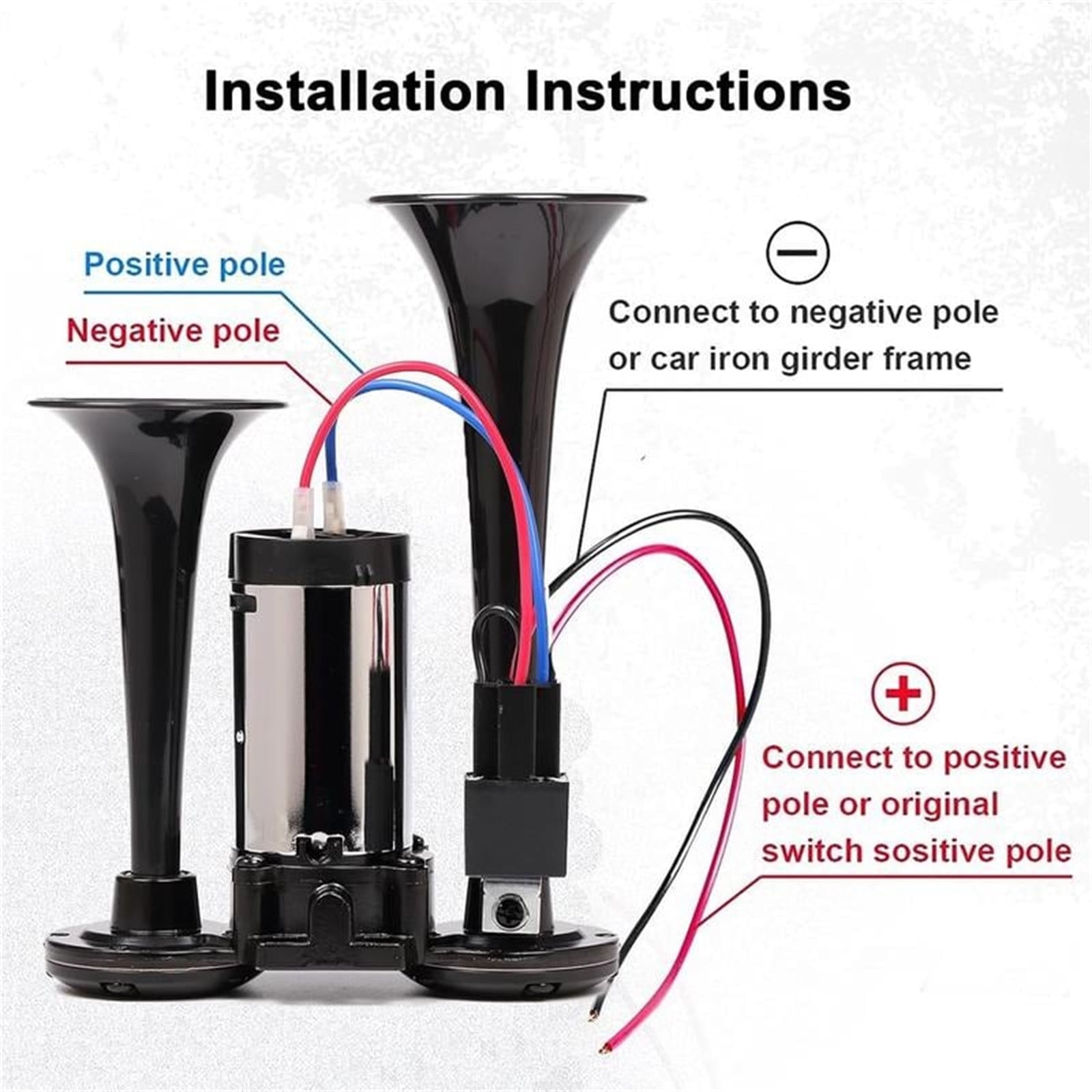 600DB Super Train Horns with Compressor | Waterproof Air Horn Replacement Kit for Cars, Trucks, and Motorcycles | Easy to Install, High-Volume Alert System for Enhanced Safety on the Road