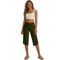 thumbnail image 7 of Nestiefly Womens Capri Pants with Pockets Straight Leg Yoga Capris Leggings Mid-Calf Capris Workout Summer Green 2XL, 7 of 7
