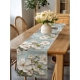 thumbnail image 5 of White Floral Magnolia Leaf Table Runner-36 Inch Long Farmhouse Classic Flower Table Runners Linen Burlap Tablerunner for Kitchen Dining Room Holiday Party, 5 of 9