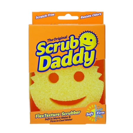 Scrub Daddy Non-Scratch Sponge, Yellow, 1 Count. FlexTexture® changes based on your water temperature! In warm water, he’s soft and more absorbent. In cool water, he’s firm for scrubbing.