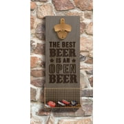 Wall Beer Bottle Opener "The Best Beer Is An Open Beer" 13 x 5 Inches by Amscam