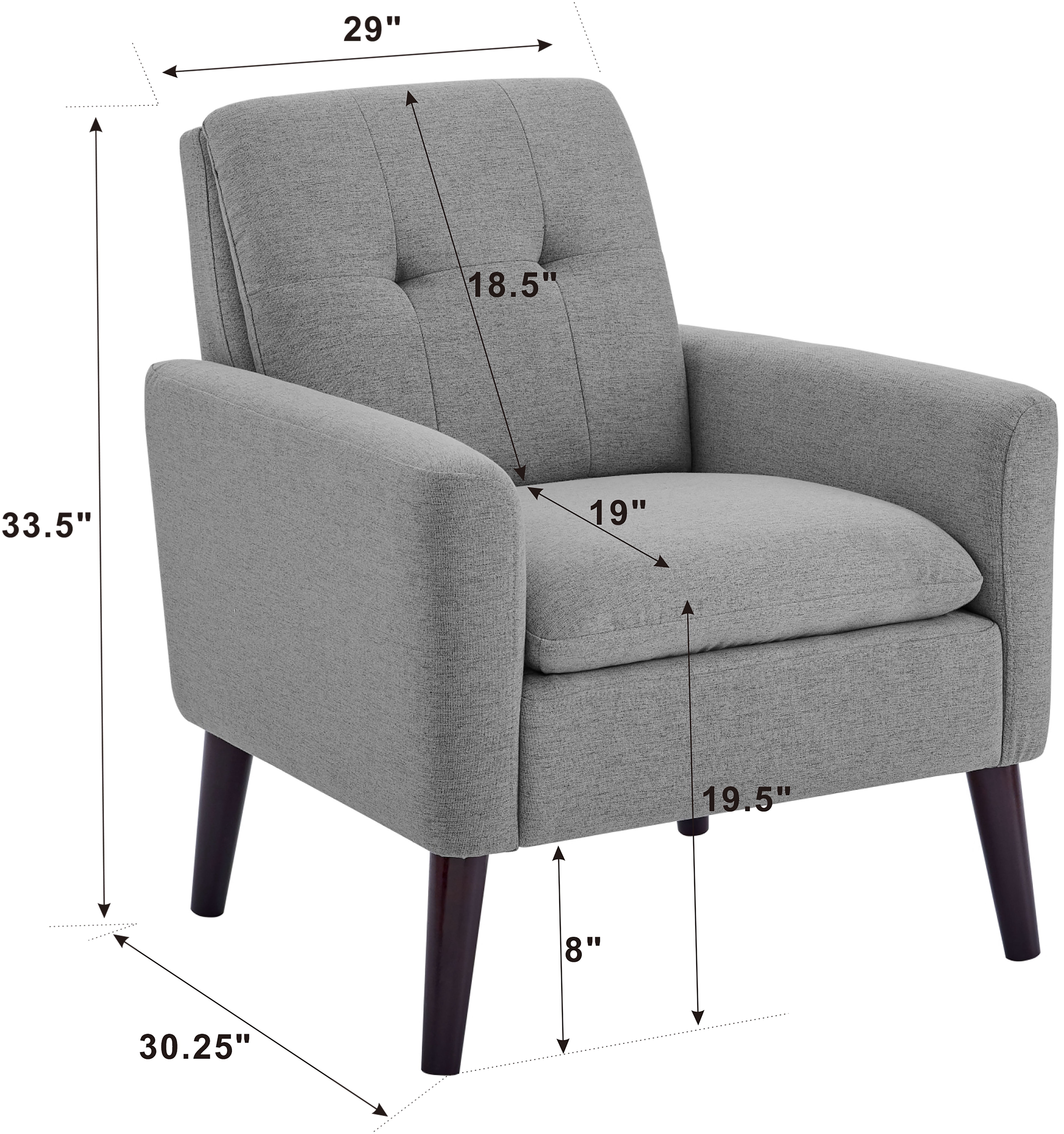 Aukfa Accent Chair,Tufted Upholstered Armchair for Living Room,Gray