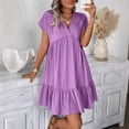 thumbnail image 6 of FAIWAD Summer Dresses for Women Short Sleeve V Neck Loose Ruffle Sundress Casual Flowy Mini Dress, 6 of 9