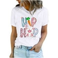 thumbnail image 2 of EGNMCR Chemise de Pâques pour Femmes Chemises Imprimé de Pâques T-shirt Col Rond Mode et Confortable Haut à Manches Courtes Col Rond/chemise T-Shirts pour Femmes, 2 of 7