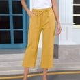 thumbnail image 2 of Endives Women's Linen Pants Petite Summer Cotton Linen Straight Leg Cropped Pants With Pockets, 2 of 5