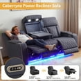 thumbnail image 2 of Caberryne Power Recliner Sofa Set with LED Lights,Suede Leather Reclining Sofa and Chair with Coffee Table/Arm Storage/Cup Holder,2-Piece Living Room Furniture Set with 3 Recliners for House(Navy), 2 of 6