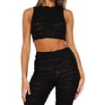 thumbnail image 4 of Sedceaty Women Pants Set, Pleated Sleeveless High Neck Vest with High Waist Pants Summer Outfit, 4 of 9
