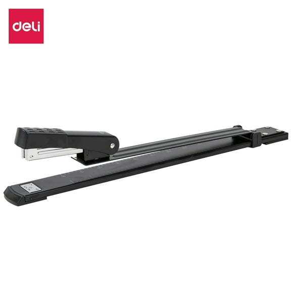 Long Reach Stapler Heavy Duty Stapler with Middle Seam, Built-in Ruler 12.20 in and 25 Sheets Capacity,Black