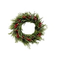 thumbnail image 2 of Kuokaa Christmas Berry Pine Wreath, 17.72 x 17.72 in Green Artificial Pine and Red Berry Door Wreath, Holiday Front Door Window Wall Fireplace Decor, 2 of 7