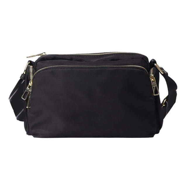 Bolso de hombro individual con correa negra y letras blancas de Golden Mark, bolso de mensajero de una sola correa de moda, color negro, talla única