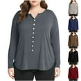 thumbnail image 1 of breaise Women's Plus Size Shirts Clearance 2025 Spring Long Sleeve Button Up Tops Lightweight Solid Tshirt Slim Fitting Blouses Tee L-5XL, 1 of 6