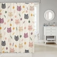 thumbnail image 2 of Manfei Cartoon Cat Shower Curtain 72Wx84L, Spring Leaf Flower Bathroom Shower Curtain, Cream, 2 of 5