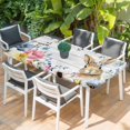 thumbnail image 2 of Bunny Easter Table Cloths for 5 Foot Rectangle Tables, Spring Floral Blue Eucalyptus Leaves Wooden Patio Waterproof Elastic Fitted Tablecloths, Washable Rectangular Table Cover for Camping, 2 of 8