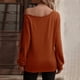 thumbnail image 3 of Jersey de mujer con hombros descubiertos, manga larga, color puro, sudadera, blusa para otoño invierno, naranja, M, 3 of 5