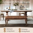 thumbnail image 6 of Bedroom Bench, French Vintage Tufted Entryway Bench, 45.2'' Carving Upholstered End of Bed Bench with Distressed Wood Legs, Linen Ottoman Bench Seat for Living Room, Foyer, Yellowish Brown, 6 of 15