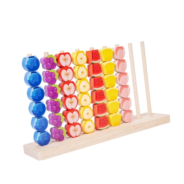 Juguetes de madera para apilar frutas, juguete de clasificación por colores, juego de apilamiento colorido, actividades de aprendizaje preescolar,