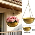 thumbnail image 2 of Metal Hanging Planters with Chains Black and Gold Modern Bowl Shaped Flower Pots for Indoor Outdoor Balcony Patio Garden Home Decor, 2 of 9