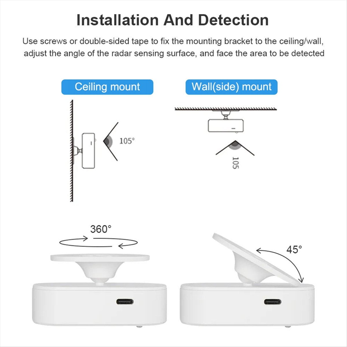 Tuya Zigbee 24G Millimeter Wave Human Presence Detector Radar Light Sensing Detector Sensor Motion Sensors Smart Home