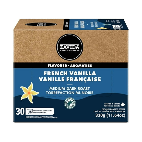 Zavida Single Serve French Vanilla Coffee Pods, K-Cup 30ct, ZAVIDA FRENCH VANILLA 30CT PODS