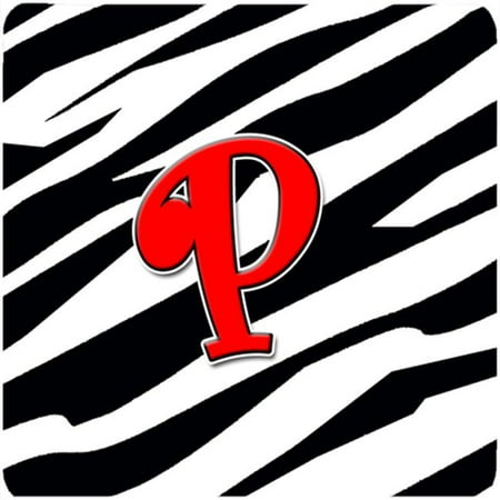 

Monogram - Zebra Red Foam Coasters Initial Letter P - Set 4 3.5 x 3.5 In.