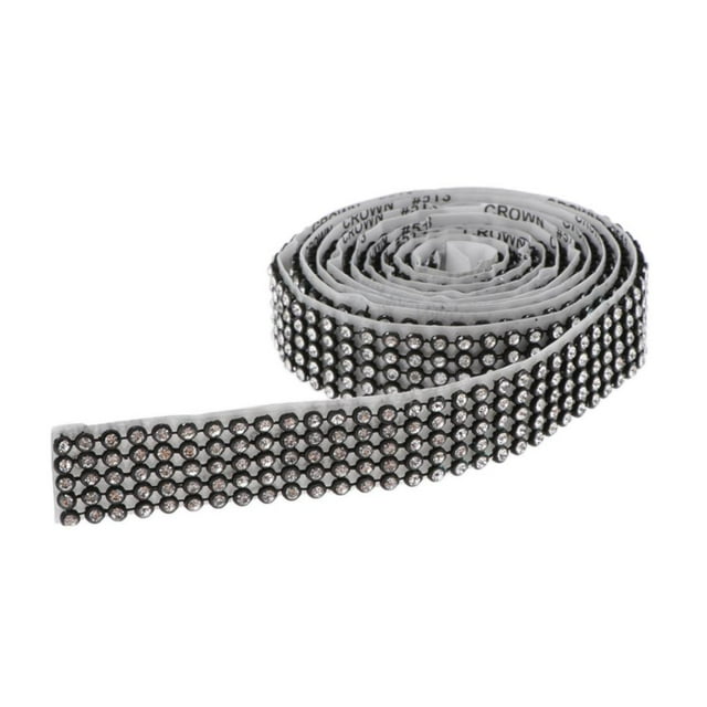 Abbracc 1 Roll 5 Row Rhinestone Ribbon Diamond Mesh Wrap Roll DIY Craft Black White