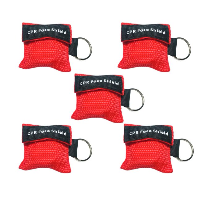 GFDYREE HEMOBLLO Sacs de Formation de Premiers Secours CPR, Porte-Clés CPR Masques de Premiers Secours, Kits de Porte-Clés Unidirectionnels Kits d'Urgence Portables pour Premiers Secours Ou Formation CPR (5 Pcs Rouge)