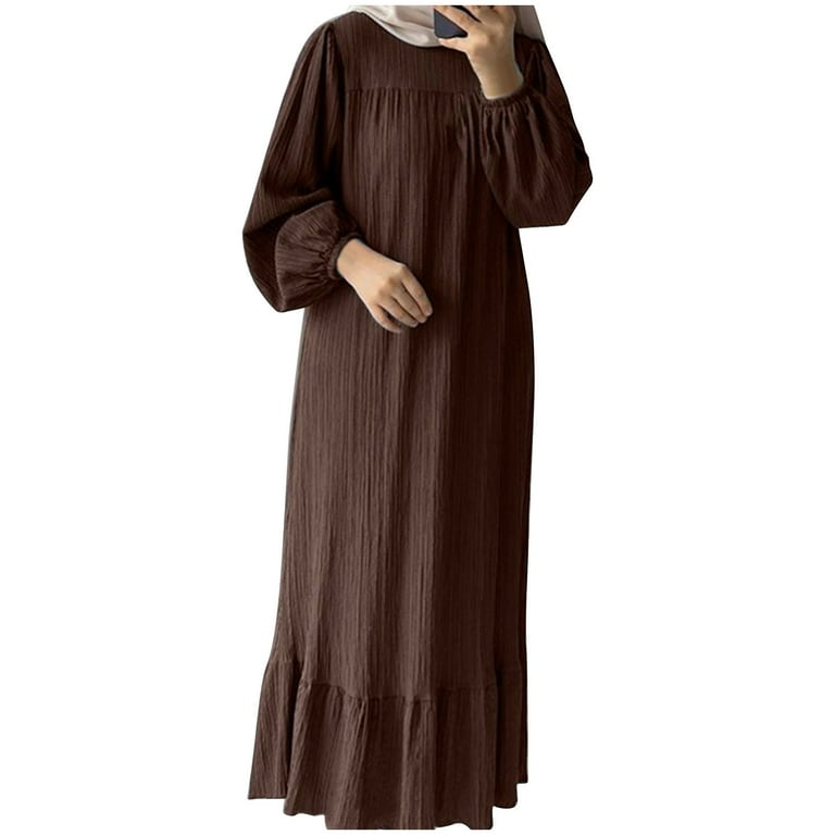 brown modest maxi dress Patch Maxi Dress V3 — Lightweight Modest Everyday Dress main image 0