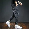 thumbnail image 2 of Pantalones vaqueros para hombre, pantalones harén, pantalones elásticos para hombre, ropa informal elástica, talla XS, tendencia elegante 2024, ropa Y2k 2000, 2 of 5