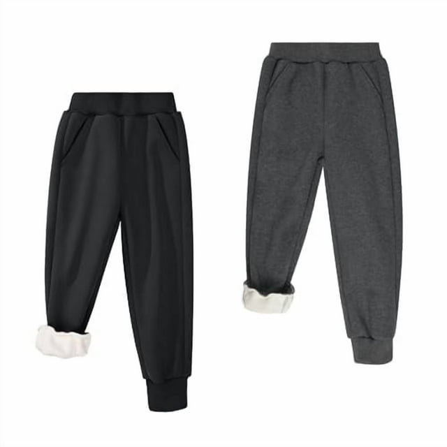 BIG ELEPHANT Pantalones Deportivos con Forro Polar para Niños y Niñas, Pantalones Deportivos Cálidos de Invierno con Cintura Elástica y Bolsillos de 3 a 16 Años