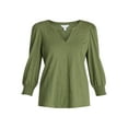 thumbnail image 3 of Time and Tru Women's Notch Neck Top, 3 of 5