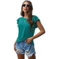 thumbnail image 5 of JWD Summer Ruffle Short Sleeve Knit Tunic Tops Shirts Tank Tee Blouse For Women, 5 of 7
