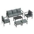 thumbnail image 4 of MRUAKA 6-Piece Outdoor Patio Conversation Set, Metal Frame Furniture Sofa with Armchairs & Coffee Table, Weather-Resistant Cushions for Balcony, Deck, Poolside Gray, 4 of 9