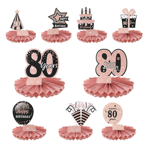 80th Birthday Decoration Centerpieces for Tables Decorations Birthday Party Decoration Supplies (Red   Gold Tone)
