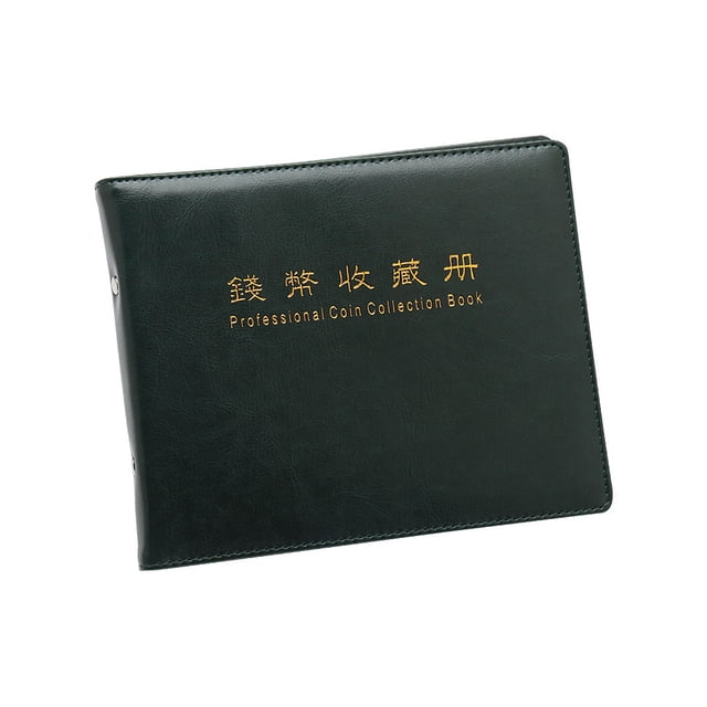 Naiovety Álbum de cuero, 10 páginas, monedas, billetes, sellos, colección de libros, almacenamiento de notas, organizador protector, Almacenamiento y organización del hogar Verde