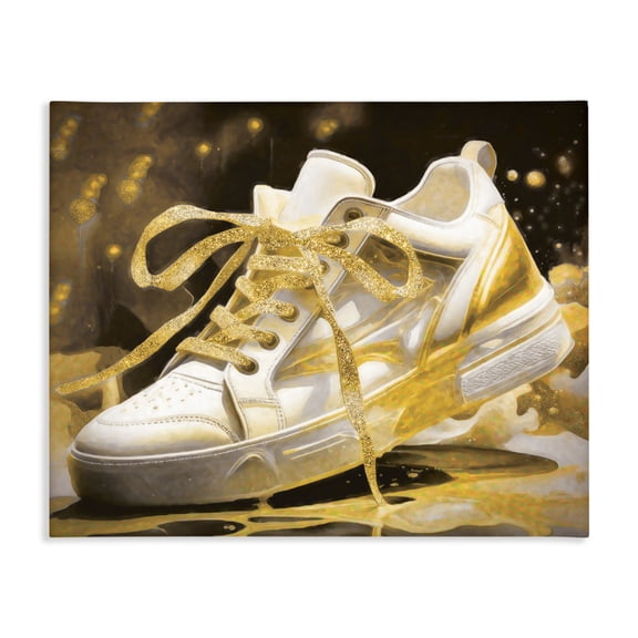 Stupell Industries Contemporary Splashy Gold Sneaker Canvas Art, 20 x 16, by Grotto Studios