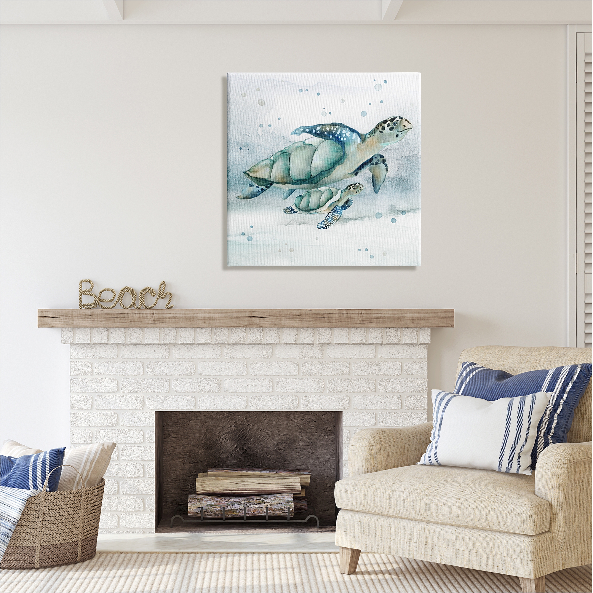 Stupell Industries Sea Turtle & Baby Animals & Insects Painting Gallery Wrapped Canvas Art Print Wall Art, 30 x 30