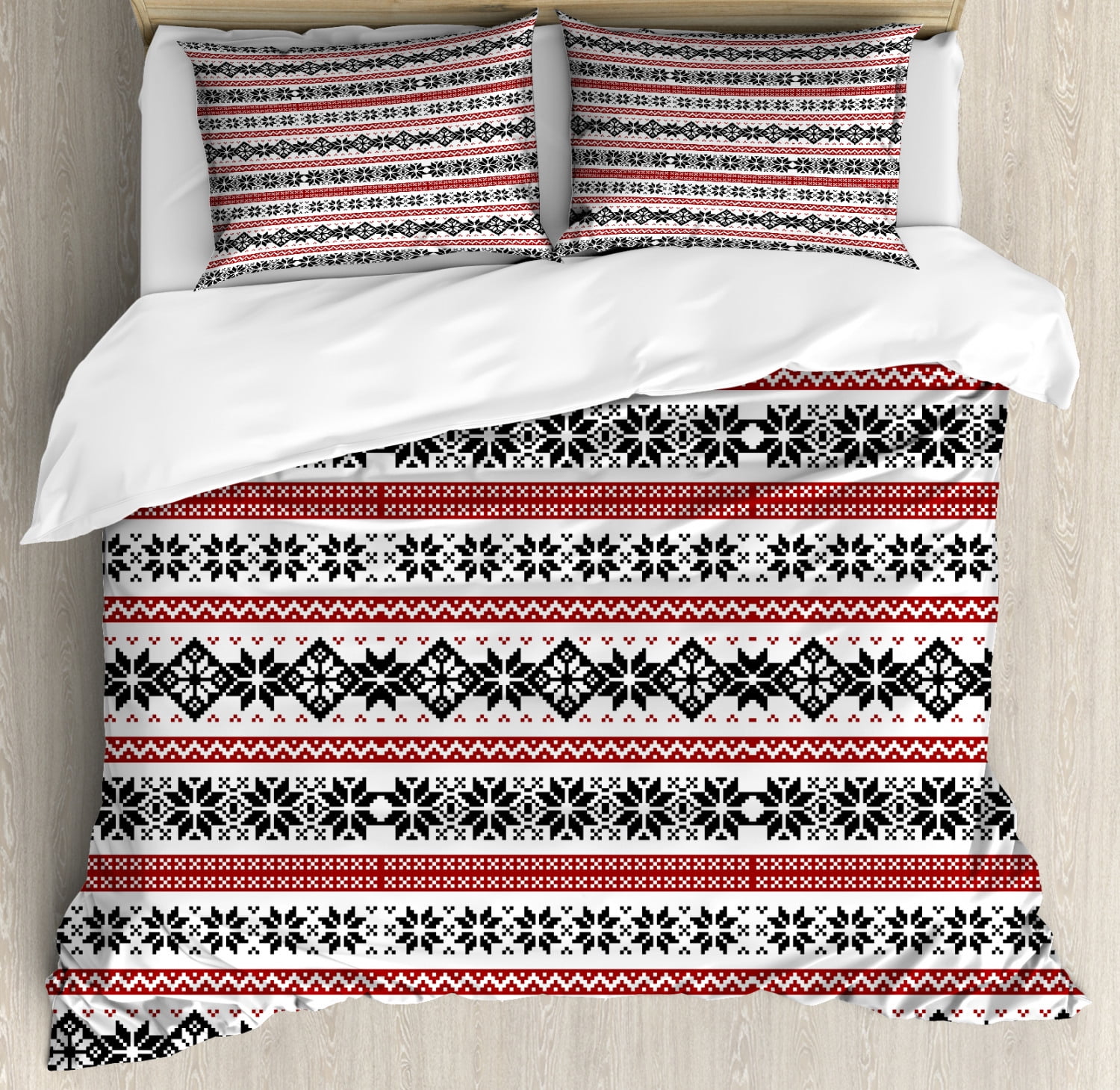 Nordic Duvet Cover Set, Scandinavian Style Norwegian Ornamental Winter