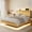 Oak, variant on Galnfu Floating Full Size Bed Frame with LED Light and USB Port Charging Station, Platform Bed with Wooden Storage Headboard, Sturdy Steel Slats,Easy to Assemble, Walnut