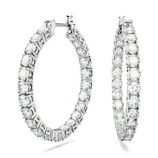 Pendientes Swarovski Matrix Hoop con cristales redondos blancos
