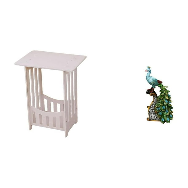 Práctica Mesilla De Noche Con Elegante Escultura De Pavo Real, Ideal Para Hoteles, Cafeterías, Pasillos, Salones, Balcones, Dormitorios, Oficinas, Salas De Estar, Estanterías Y Decoración
