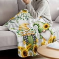 thumbnail image 3 of Spring Gnomes Blanket Soft Cozy Warm Throw Blanket for Couch, Plush Fuzzy Flannel Fleece Blankets for Sofa, Botanical Yellow Flowers Leaves Wooden Plank Bed Blankets Gifts for Men, 50"x60", 3 of 9