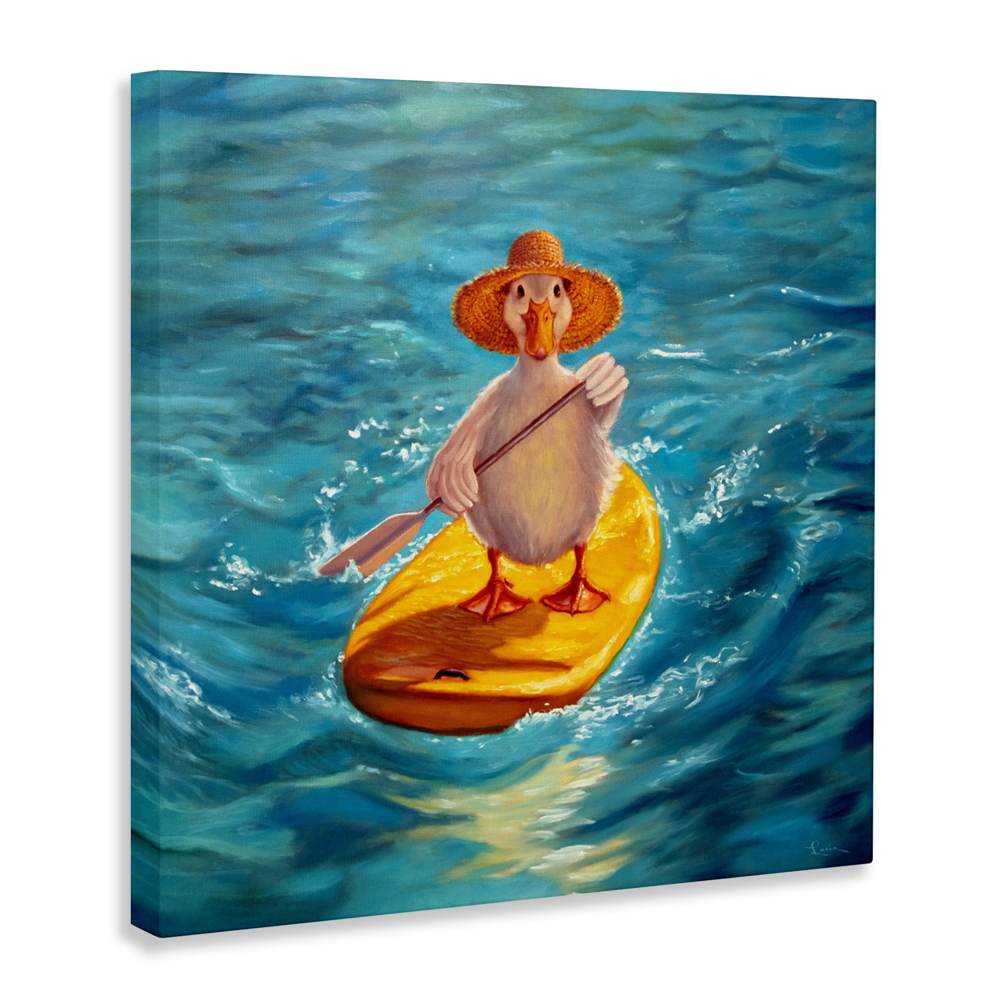 Stupell Industries The Paddler Duck with Straw Hat Canvas Wall Art, design by Lucia Heffernan