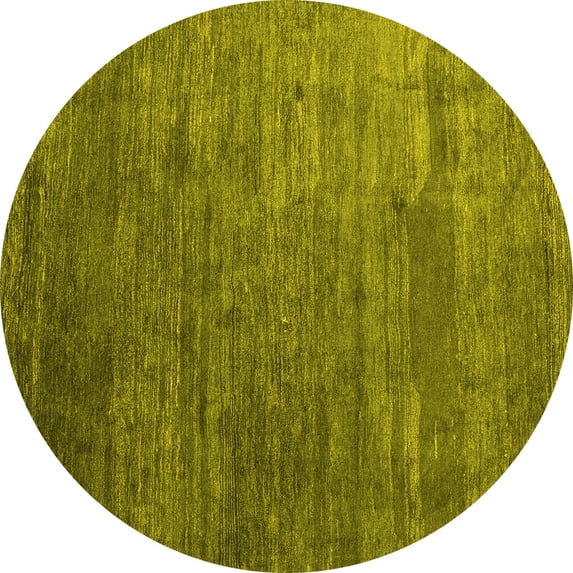 Ahgly Company Indoor Round Abstract Yellow Contemporary Area Rugs, 5' Round