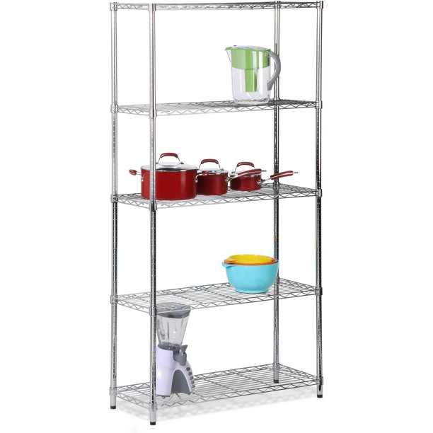 Honey Can Do 5Tier HeavyDuty Adjustable Shelving Unit, Chrome