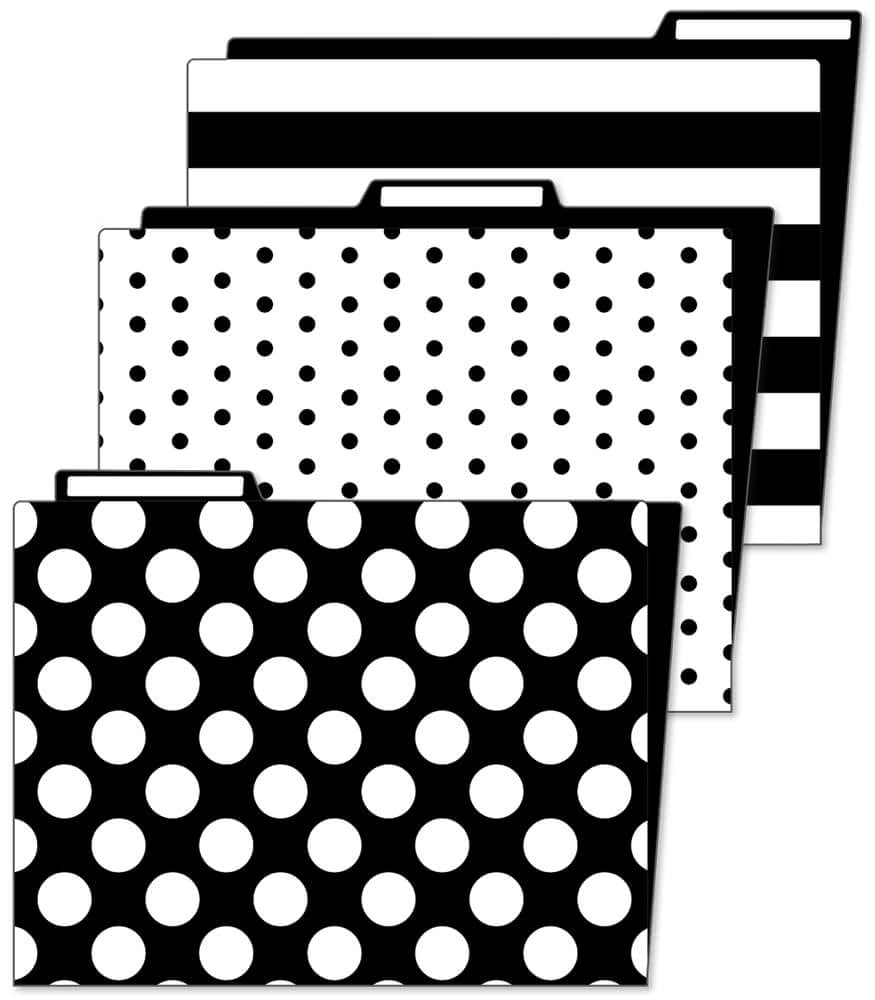 Office or Classroom File Organization 6-Pack Schoolgirl Style Simply Stylish Decorative File Folders—11.75 x 9.5 Black and White File Folders for Filing Cabinet 