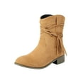 thumbnail image 2 of Viluyesy Womens Mid Calf Boots, Round Toe Trendy Tassel Chunky Heels Fall Winter Western Suede Boots Brown, 2 of 9