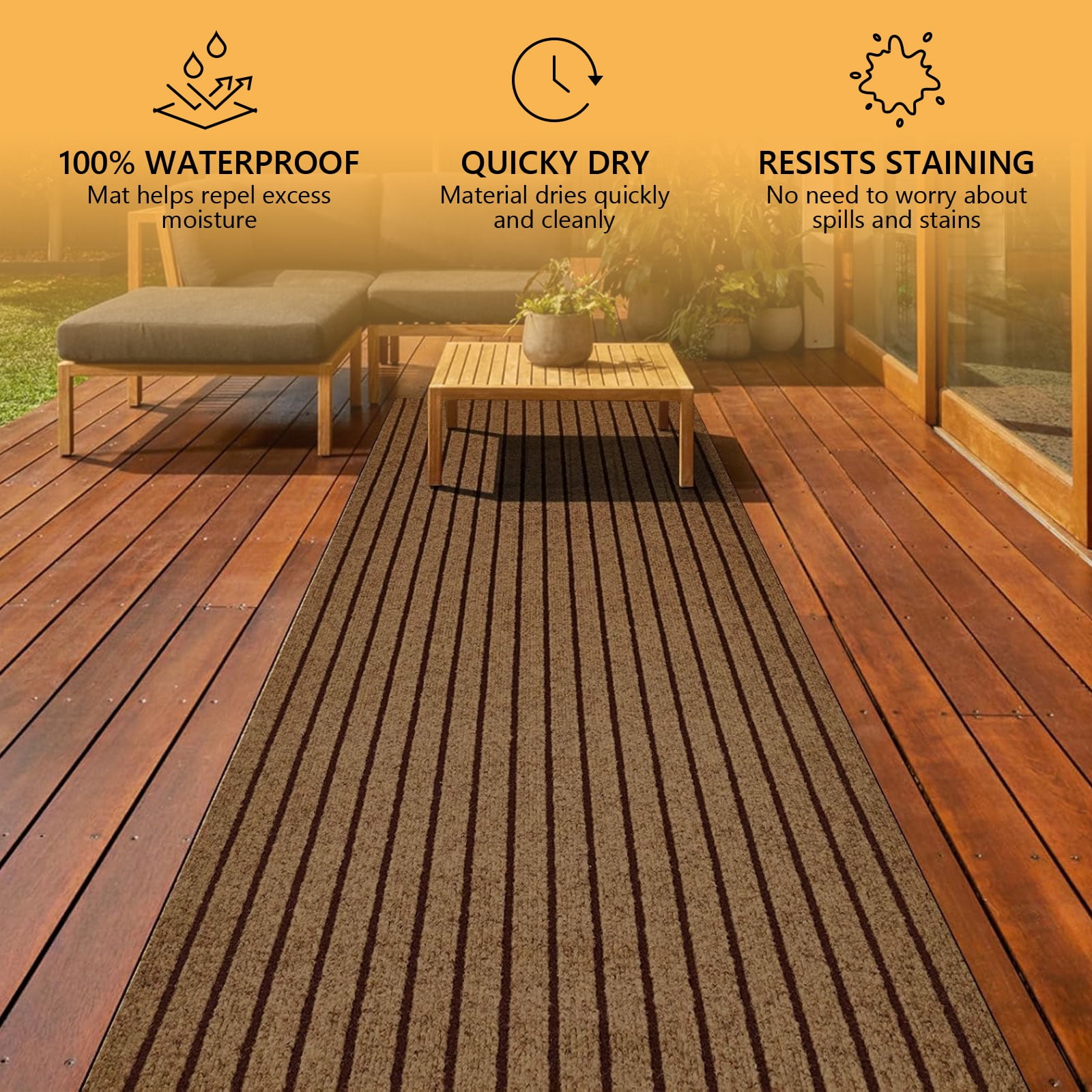 Semfri Runner Carpet Runner Rugs 3 x 6 ft Indoor Outdoor Rugs Area Rugs for Kitchen Bathroom Balcony Garage Entryway Stair Aisle Hallway Brown