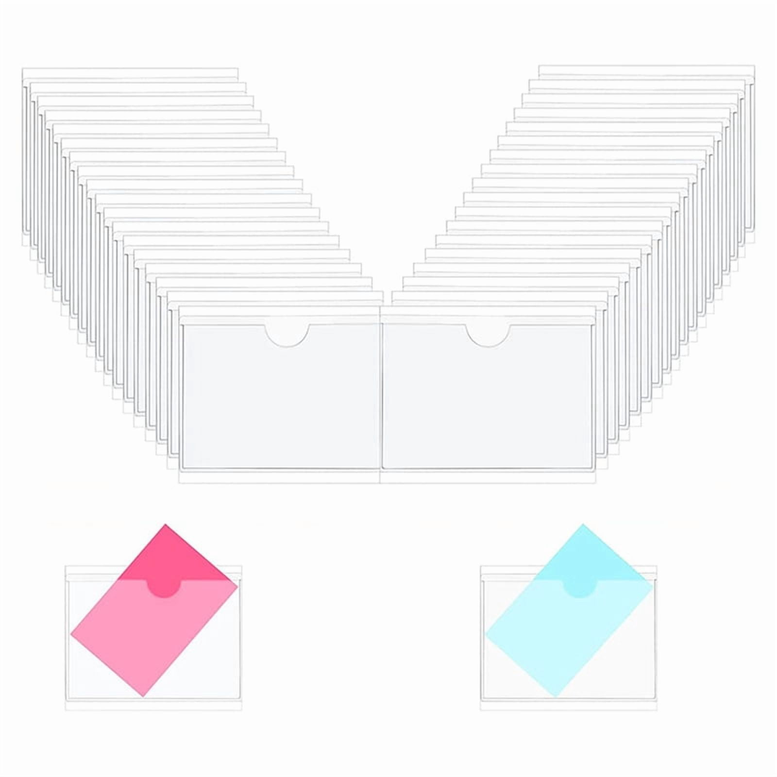 144Pcs Self-Adhesive Label Card Holder Index Pockets Holder 6X8.5cm Clear Plastic Card Holder Adhesive Label Holder