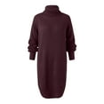 thumbnail image 6 of Ediodpoh Women Fashion Dresses Knitted Midi Mini Sweater Dresses Turtle Neck Dresses Sweater Dresses Red XL, 6 of 7